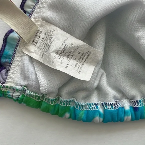 HOBIE Bikini Tie-Dye String Bikini Purple,Turquoise, Green, White Top-Only-Large - Picture 6 of 6